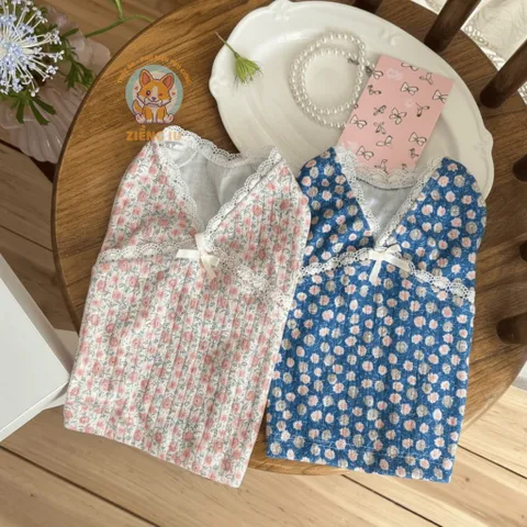 Áo Hoa Nhí Vintage (Tặng kẹp nơ) cho thú cưng - Áo, váy cho chó mèo, thú cưng - Ziềng iu Petshop