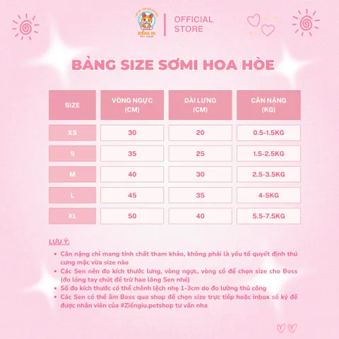 Áo Sơmi Hoa Hòe (Tặng kẹp nơ) cho thú cưng - Áo, váy cho chó mèo, thú cưng - Ziềng iu Petshop