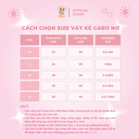 Váy Nơ Kẻ Caro (Tặng kẹp nơ) cho thú cưng - Áo, váy cho chó mèo, thú cưng - Ziềng iu Petshop