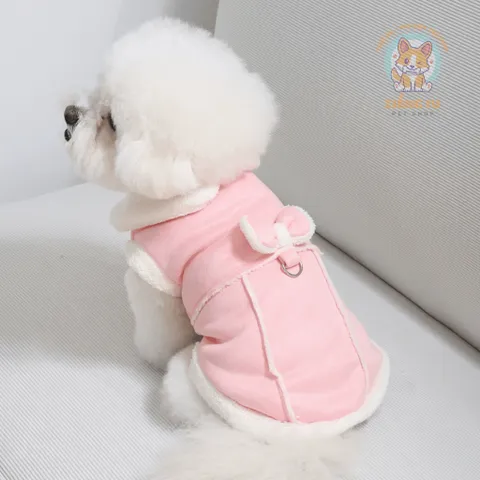 Áo Gile Nơ Da Lộn (Tặng kẹp nơ) cho thú cưng - Áo, váy cho chó mèo, thú cưng - Ziềng iu Petshop