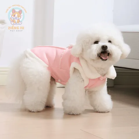 Áo Gile Nơ Da Lộn (Tặng kẹp nơ) cho thú cưng - Áo, váy cho chó mèo, thú cưng - Ziềng iu Petshop