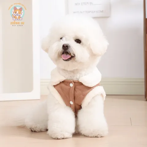 Áo Gile Nơ Da Lộn (Tặng kẹp nơ) cho thú cưng - Áo, váy cho chó mèo, thú cưng - Ziềng iu Petshop
