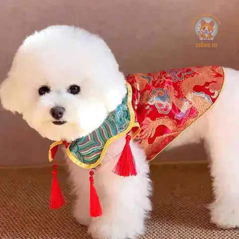 Áo Tết Như Ý - Cát Tường (Tặng kẹp nơ), Áo Tết cho thú cưng - Áo, váy cho chó mèo, thú cưng - Ziềng iu Petshop