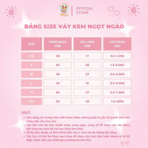 Váy/Áo Kem Ngọt Ngào (Tặng kẹp nơ) - Áo, váy cho chó mèo, thú cưng - Ziềng iu Petshop