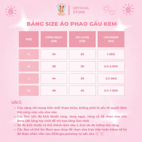 Áo Phao Gấu Kem lót lông (Tặng kẹp nơ) cho thú cưng - Áo, váy cho chó mèo, thú cưng - Ziềng iu Petshop