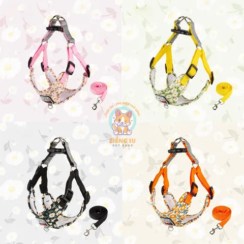 Dây dắt Yếm Hoa Nhí- Dây dắt cho chó mèo, dây dắt thú cưng - Ziềng iu Petshop