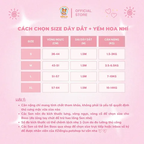 Dây dắt Yếm Hoa Nhí- Dây dắt cho chó mèo, dây dắt thú cưng - Ziềng iu Petshop