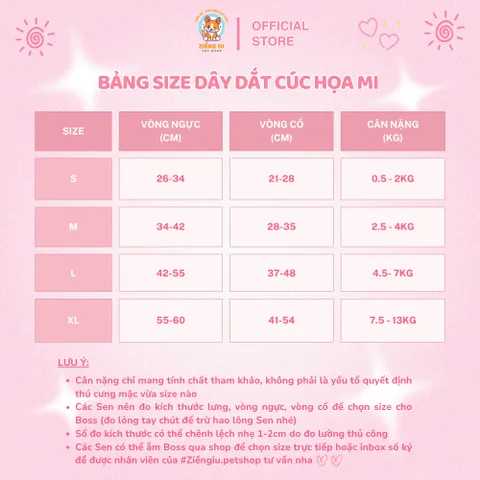 Dây dắt cúc họa mi - Dây dắt cho chó mèo, dây dắt thú cưng - Ziềng iu Petshop