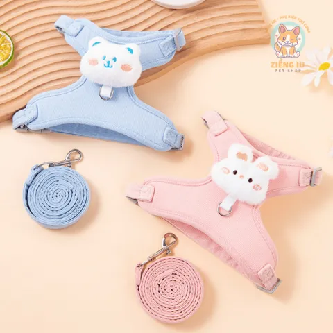 Dây dắt Thỏ Trắng- Dây dắt cho chó mèo, dây dắt thú cưng - Ziềng iu Petshop