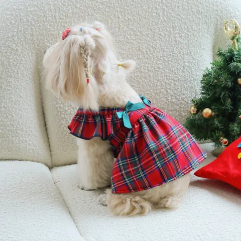 Váy Kẻ Royal (Tặng kẹp nơ) - Áo, váy cho chó mèo, thú cưng - Ziềng iu Petshop