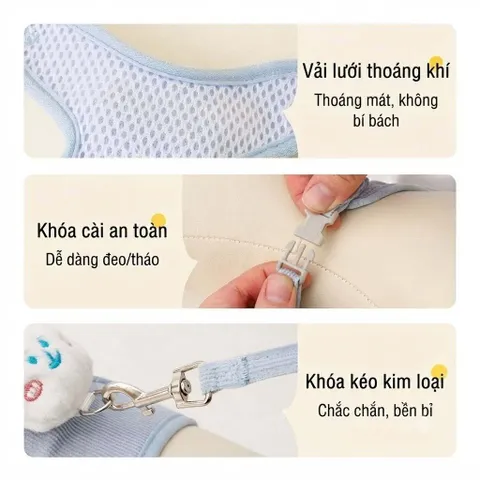 Dây dắt Thỏ Trắng- Dây dắt cho chó mèo, dây dắt thú cưng - Ziềng iu Petshop