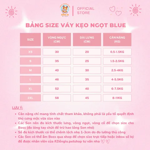 Váy Kẹo Ngọt (Tặng kẹp nơ) cho thú cưng - Áo, váy cho chó mèo, thú cưng - Ziềng iu Petshop