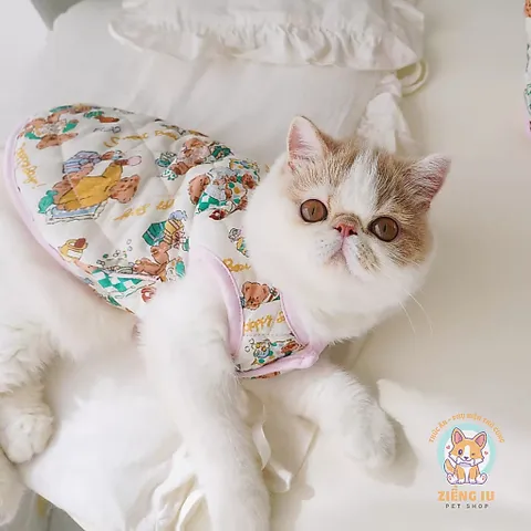 Áo khoác gile Cute chần bông (Tặng kẹp nơ) cho thú cưng - Áo, váy cho chó mèo, thú cưng - Ziềng iu Petshop