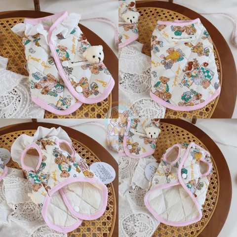 Áo khoác gile Cute chần bông (Tặng kẹp nơ) cho thú cưng - Áo, váy cho chó mèo, thú cưng - Ziềng iu Petshop