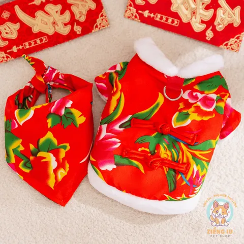 Set Công Phượng và Khăn trùm đầu (Tặng kẹp nơ) cho thú cưng - Áo, váy cho chó mèo, thú cưng - Ziềng iu Petshop