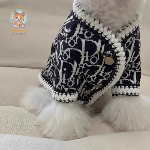 Áo Nỉ Len Cardigan D.i.or (Tặng kẹp nơ) cho thú cưng - Áo, váy cho chó mèo, thú cưng - Ziềng iu Petshop