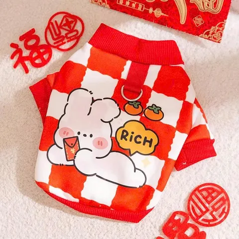 Áo Tết Thỏ Phú Quý (Tặng kẹp nơ) cho thú cưng - Áo, váy cho chó mèo, thú cưng - Ziềng iu Petshop