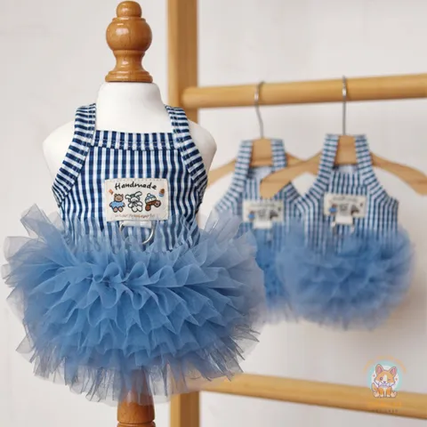 Váy Quý Cô Gingham (Tặng kẹp nơ) - Áo, váy cho chó mèo, thú cưng - Ziềng iu Petshop