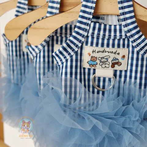Váy Quý Cô Gingham (Tặng kẹp nơ) - Áo, váy cho chó mèo, thú cưng - Ziềng iu Petshop