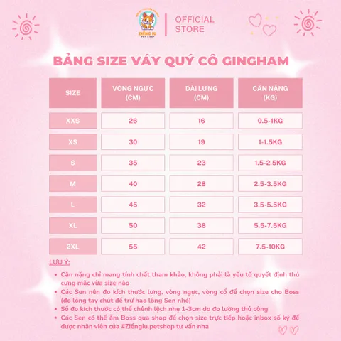 Váy Quý Cô Gingham (Tặng kẹp nơ) - Áo, váy cho chó mèo, thú cưng - Ziềng iu Petshop