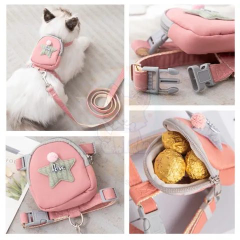 Dây dắt + Ba Lô Love Star - Dây dắt cho chó mèo, thú cưng - Hàng chuẩn loại 1 -  Ziềng iu Petshop