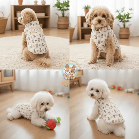 Áo Khoác Teddy Bear lót lông (Tặng kẹp nơ) cho thú cưng - Áo, váy cho chó mèo, thú cưng - Ziềng iu Petshop