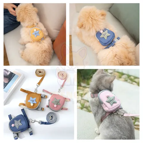 Dây dắt + Ba Lô Love Star - Dây dắt cho chó mèo, thú cưng - Hàng chuẩn loại 1 -  Ziềng iu Petshop