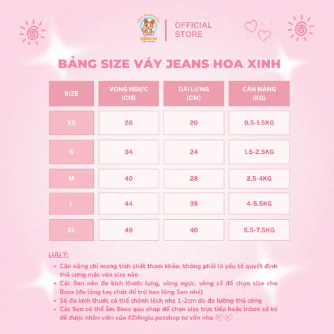 Váy bò jeans hoa xinh (Tặng kẹp nơ) cho thú cưng - Áo, váy cho chó mèo, thú cưng - Ziềng iu Petshop