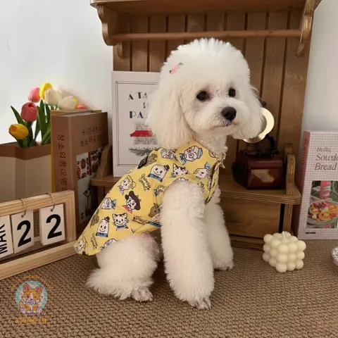 Áo Sơmi Hoạt Hình Cartoon (Tặng kẹp nơ) cho thú cưng - Áo, váy cho chó mèo, thú cưng - Ziềng iu Petshop