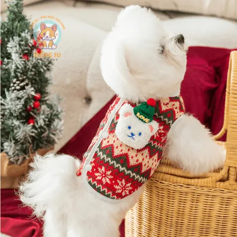 Áo Len Noel lót lông Christmas (Tặng kẹp nơ) cho thú cưng - Áo, váy cho chó mèo, thú cưng - Ziềng iu Petshop