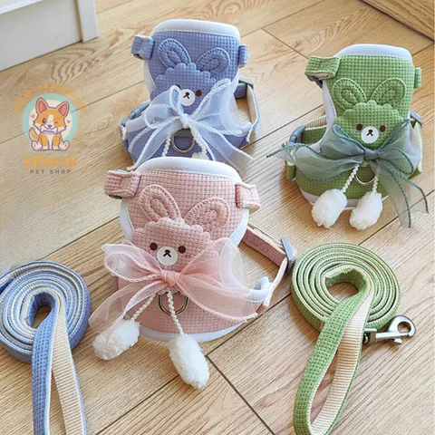 Dây dắt nơ voan Thỏ Ngọc - Dây dắt cho chó mèo, dây dắt thú cưng - Ziềng iu Petshop