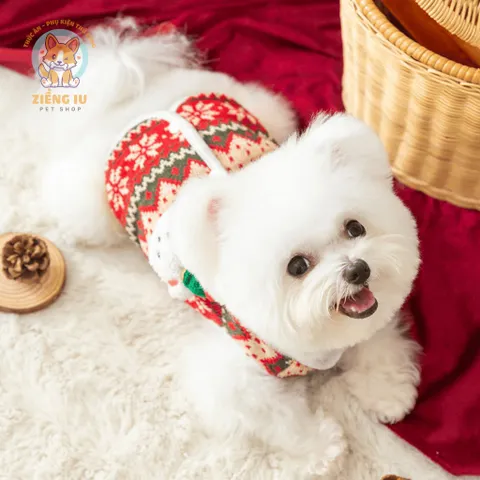 Áo Len Noel lót lông Christmas (Tặng kẹp nơ) cho thú cưng - Áo, váy cho chó mèo, thú cưng - Ziềng iu Petshop