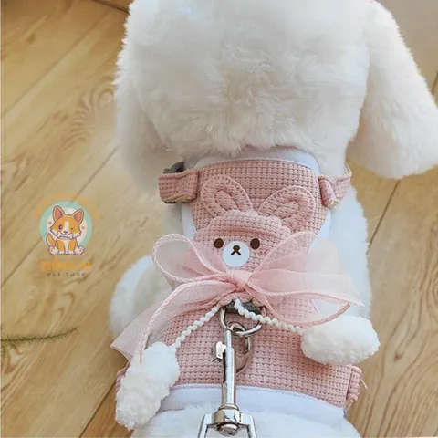 Dây dắt nơ voan Thỏ Ngọc - Dây dắt cho chó mèo, dây dắt thú cưng - Ziềng iu Petshop