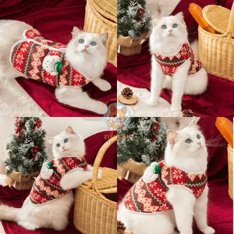 Áo Len Noel lót lông Christmas (Tặng kẹp nơ) cho thú cưng - Áo, váy cho chó mèo, thú cưng - Ziềng iu Petshop