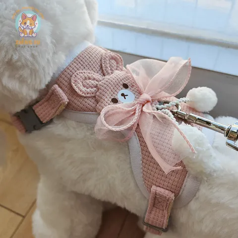 Dây dắt nơ voan Thỏ Ngọc - Dây dắt cho chó mèo, dây dắt thú cưng - Ziềng iu Petshop