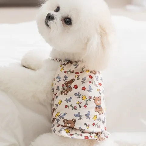 Váy hoa Gấu Teddy (Tặng kẹp nơ) cho thú cưng - Áo, váy cho chó mèo, thú cưng - Ziềng iu Petshop