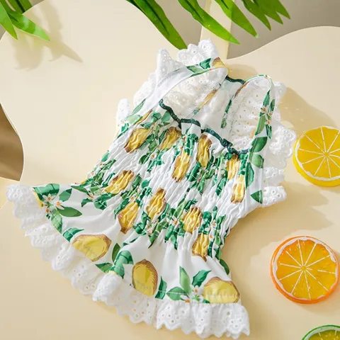 Váy Chanh Vàng cho thú cưng (Tặng kẹp nơ) - Áo, váy cho chó mèo, thú cưng - Ziềng iu Petshop