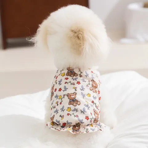 Váy hoa Gấu Teddy (Tặng kẹp nơ) cho thú cưng - Áo, váy cho chó mèo, thú cưng - Ziềng iu Petshop