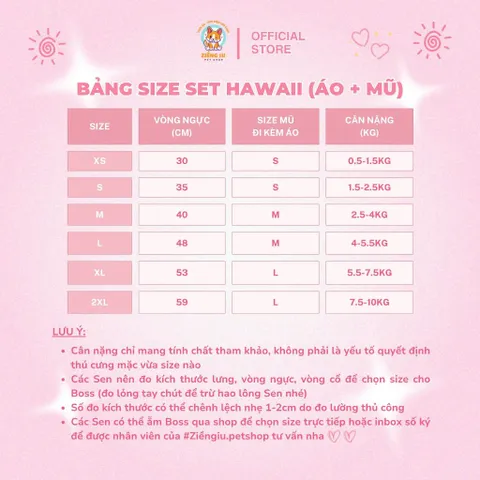 SET áo và mũ Hawaii - Áo, váy cho chó mèo, thú cưng - Ziềng iu Petshop