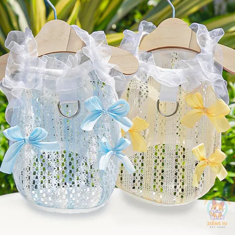 Váy ren lưới Thanh Lam & Hạ Vàng (Tặng kẹp nơ) - Áo, váy cho chó mèo, thú cưng - Ziềng iu Petshop