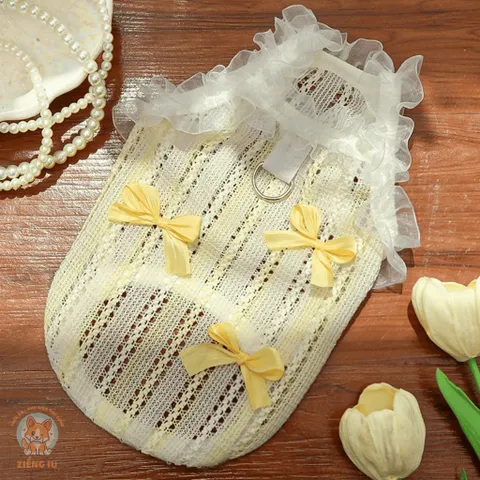 Váy ren lưới Thanh Lam & Hạ Vàng (Tặng kẹp nơ) - Áo, váy cho chó mèo, thú cưng - Ziềng iu Petshop