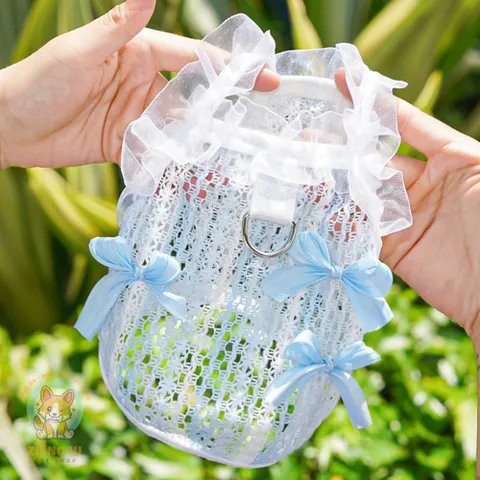 Váy ren lưới Thanh Lam & Hạ Vàng (Tặng kẹp nơ) - Áo, váy cho chó mèo, thú cưng - Ziềng iu Petshop