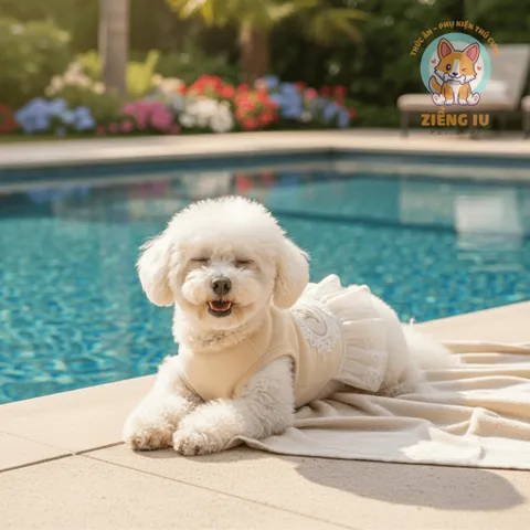 Váy Mơ Mộng cotton ren (Tặng kẹp nơ) cho thú cưng - Áo, váy cho chó mèo, thú cưng - Ziềng iu Petshop