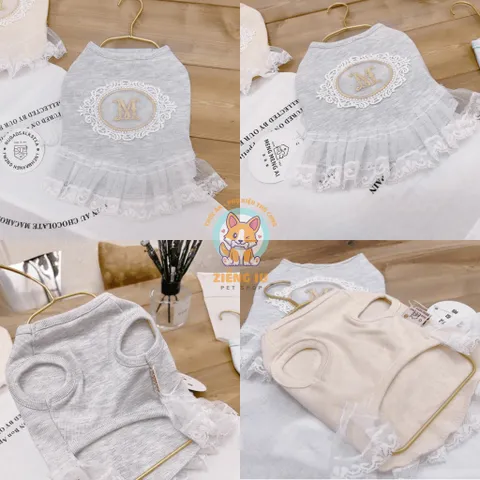 Váy Mơ Mộng cotton ren (Tặng kẹp nơ) cho thú cưng - Áo, váy cho chó mèo, thú cưng - Ziềng iu Petshop