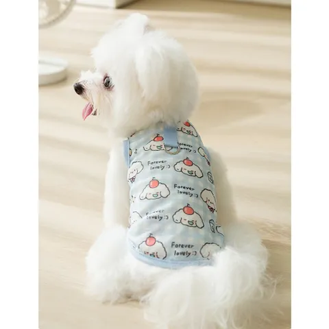 (CÓ SIZE LỚN) Áo thun hè Lovely Blue - Áo, váy cho chó mèo, thú cưng - Ziềng iu Petshop