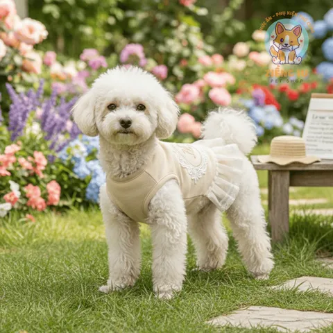 Váy Mơ Mộng cotton ren (Tặng kẹp nơ) cho thú cưng - Áo, váy cho chó mèo, thú cưng - Ziềng iu Petshop