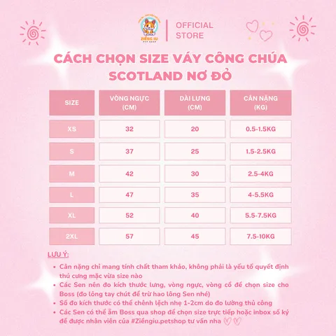 Váy công chúa Scotland nơ đỏ (Tặng kẹp nơ) cho thú cưng - Áo, váy cho chó mèo, thú cưng - Ziềng iu Petshop