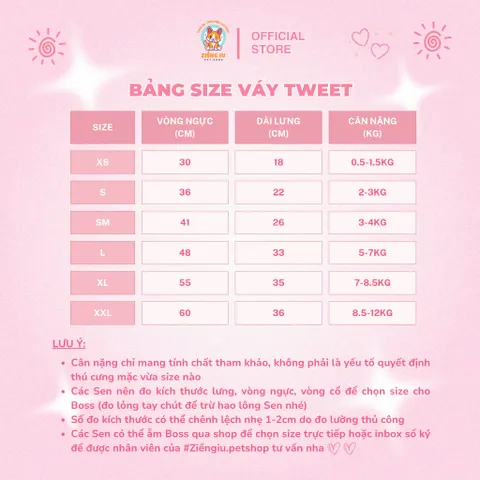 Váy Tweet Coco quý cô (Tặng kẹp nơ) cho thú cưng - Áo, váy cho chó mèo, thú cưng - Ziềng iu Petshop