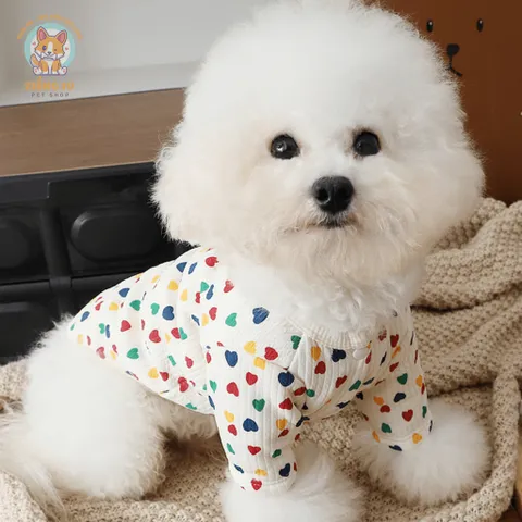 Áo Trái Tim Gân Vặn Thừng (Tặng kẹp nơ) cho thú cưng - Áo, váy cho chó mèo, thú cưng - Ziềng iu Petshop