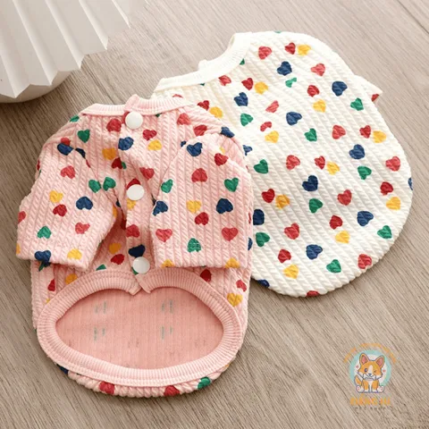 Áo Trái Tim Gân Vặn Thừng (Tặng kẹp nơ) cho thú cưng - Áo, váy cho chó mèo, thú cưng - Ziềng iu Petshop